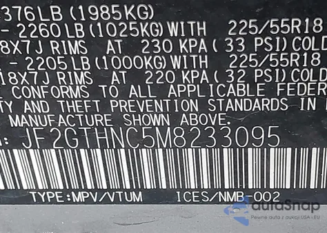 2021 Subaru Crosstrek Limited из США, поврежденный, VIN JF2GTHNC5M8233095